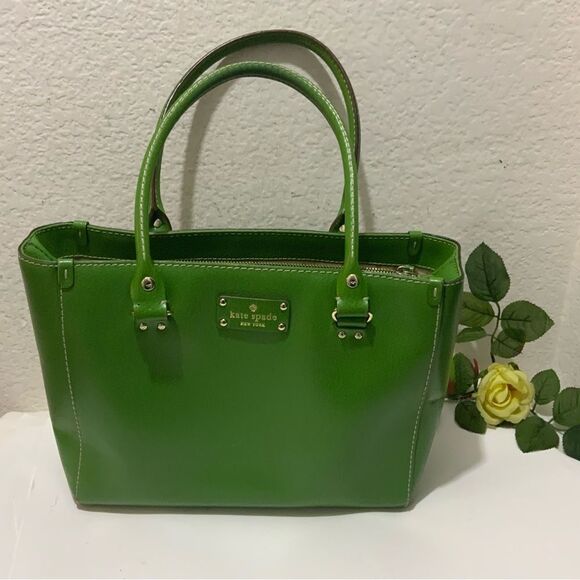 KATE SPADE Wellesley Quinn Emerald Green Leather Satchel Handbag - Picture 2 of 12